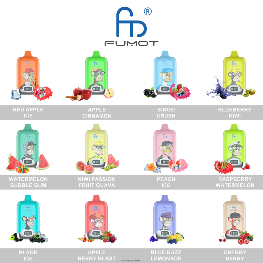 Fumot Digital Box 12000 Einweg-Vape-Pod – 20 ml (1 Stück) X464JP111 | Fumot Schweiz Apfel Zimt
