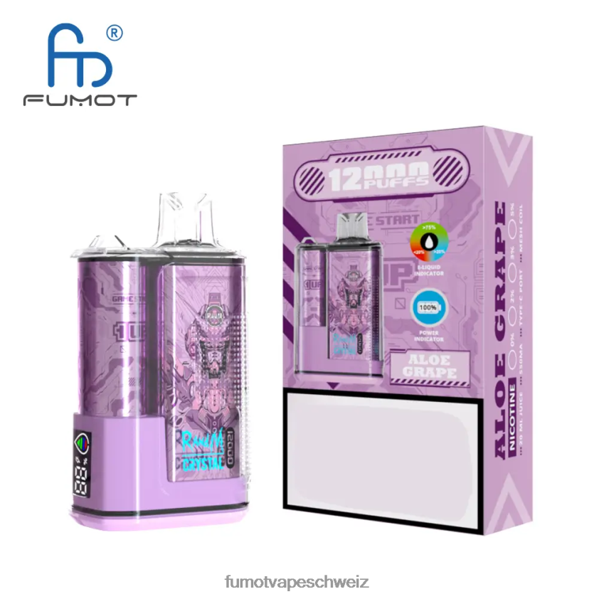 Fumot Crystal 20 ml 12000 Einweg-Vape-Box (1 Stück) X464JP287 | Fumot e Zigarette pfirsichfarbene Mango-Wassermelone