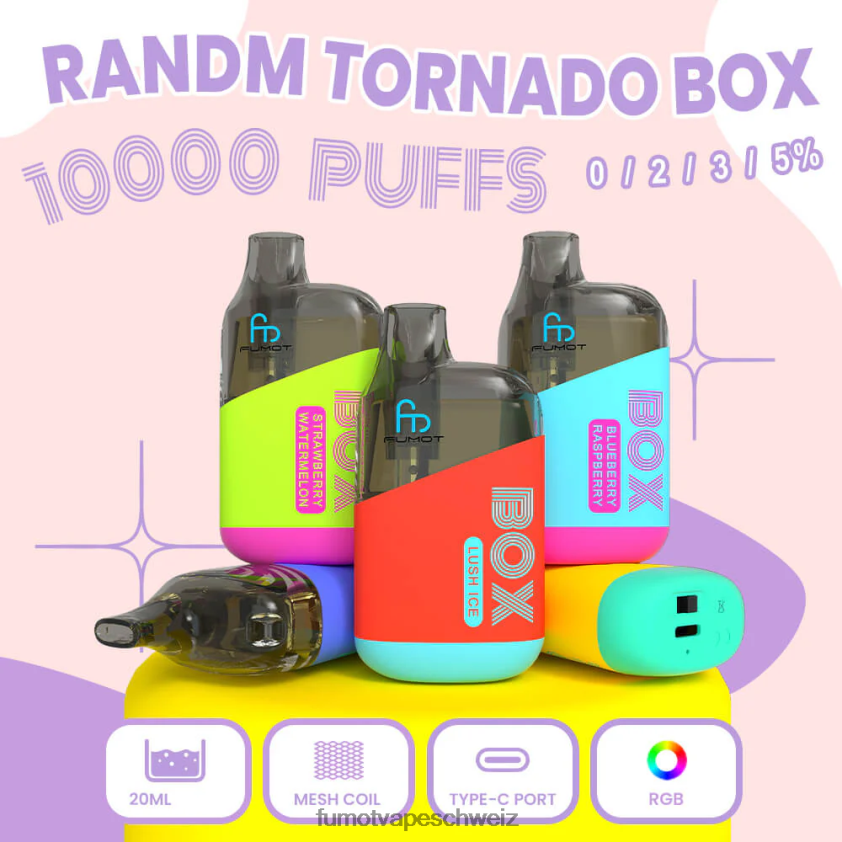 Fumot Tornado Box 10000 Einweg-Vape-Pods – 20 ml (1 Stück) X464JP346 | Fumot Store Pfirsich-Mango