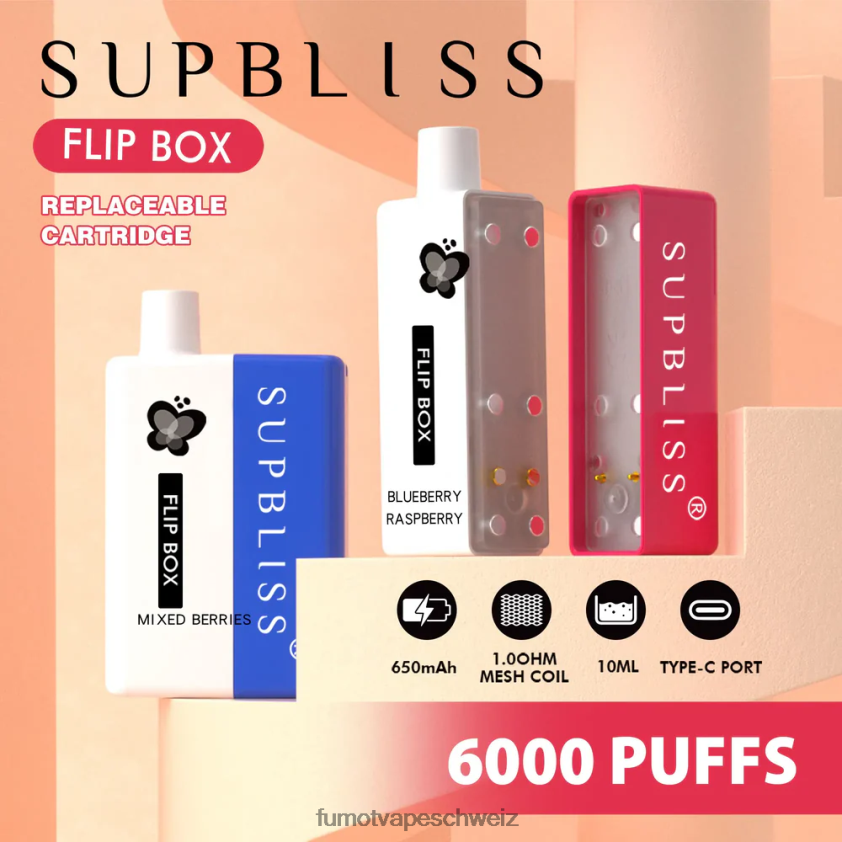 Fumot Supbliss Flip Box 6000 austauschbares Vape-Kit – 10 ml (1 Stück) X464JP341 | Fumot Schweiz Wassermeloneneis