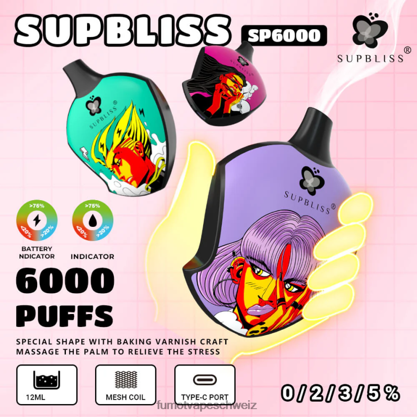 Fumot Supbliss SP6000 Einweg-Vape-Pod – 12 ml (1 Stück) X464JP455 | Fumot Vape Online Shop frische Minze