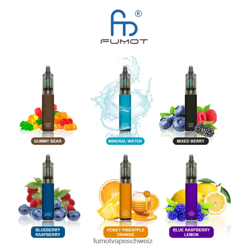 Fumot DTL Einweg-Vape-Pen 9000- 18 ml (1 Stück) X464JP368 | Fumot Vape Flavours Erdbeerwassermelone