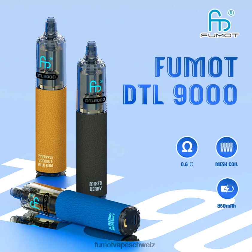 Fumot DTL Einweg-Vape-Pen 9000- 18 ml (1 Stück) X464JP368 | Fumot Vape Flavours Erdbeerwassermelone