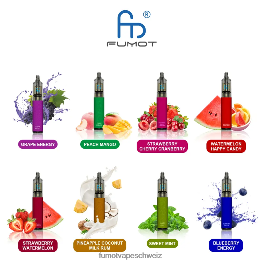 Fumot DTL Einweg-Vape-Pen 9000- 18 ml (1 Stück) X464JP368 | Fumot Vape Flavours Erdbeerwassermelone