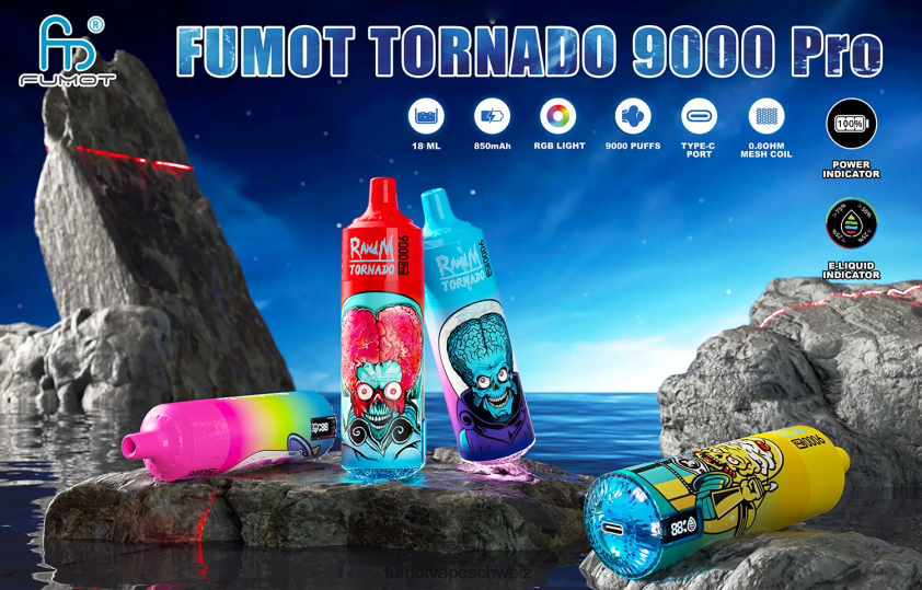 Fumot Tornado 1 Stück 9000 Pro 18 ml Einweg-Vaporizer X464JP224 | Fumot Preis Ananas