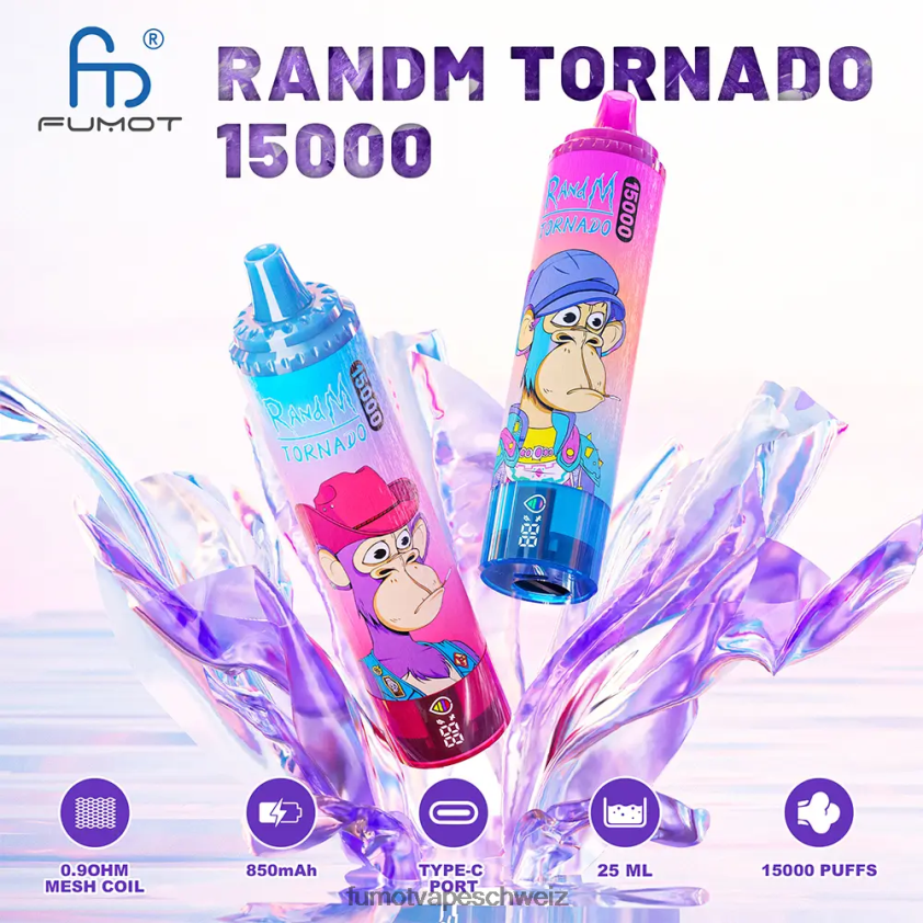 Fumot Tornado 25 ml 15000 Einweg-Vaporizer (1 Stück) X464JP198 | Fumot Vape Flavours Drachenfrucht