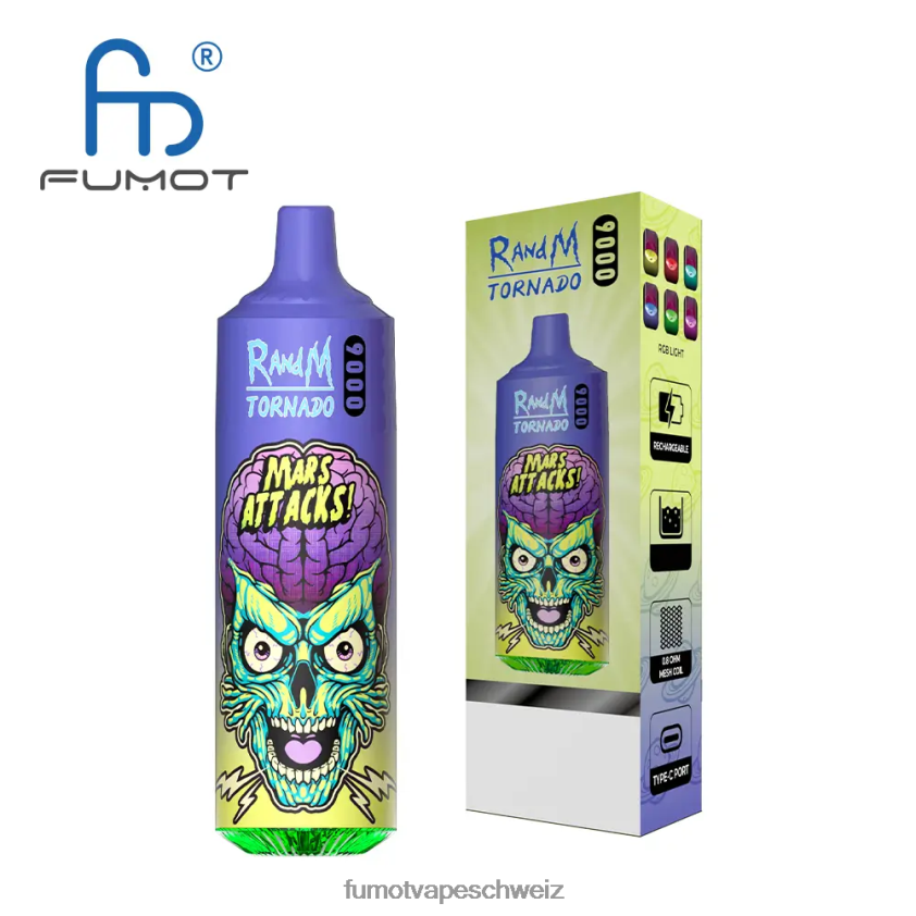Fumot Tornado 9000 Einweg-Vape-Pen – 18 ml (1 Stück) X464JP1 | Fumot Schweiz Blaubeer-Himbeere