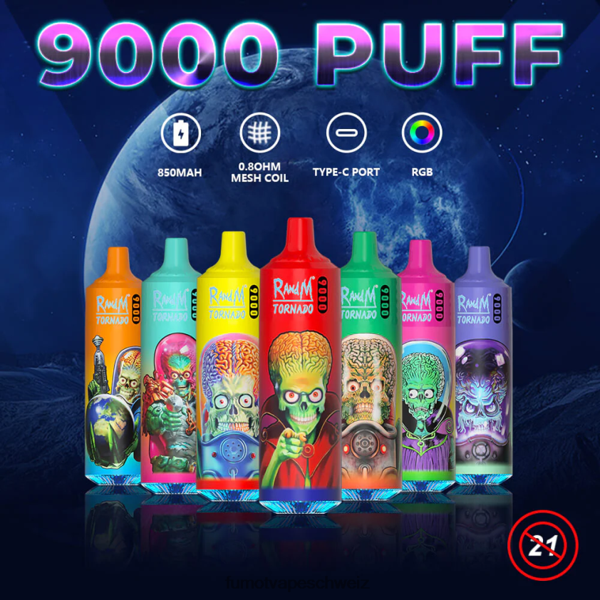 Fumot Tornado 9000 Einweg-Vape-Pen – 18 ml (1 Stück) X464JP1 | Fumot Schweiz Blaubeer-Himbeere