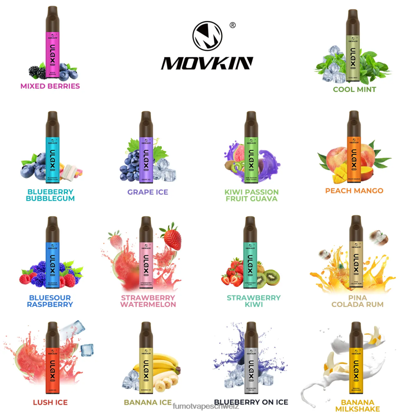 Fumot Movkin Ulax 6800 Einweg-Vaporizer, Keramikspule – 8 ml (1 Stück) X464JP322 | Fumot Vape Schweiz Traubeneis
