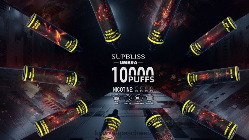 Fumot Supbliss Umbra 10000 (1 Stück) Einweg-Vape-Pen – 20 ml X464JP482 | Fumot Vape Schweiz roter Apfel Zitrone