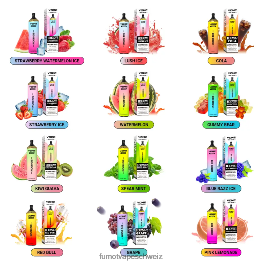 Fumot Vome Big Boom Einweg-Vape-Pen 10000 - 20 ml (1 Stück) X464JP447 | Fumot e Zigarette pinke Limonade