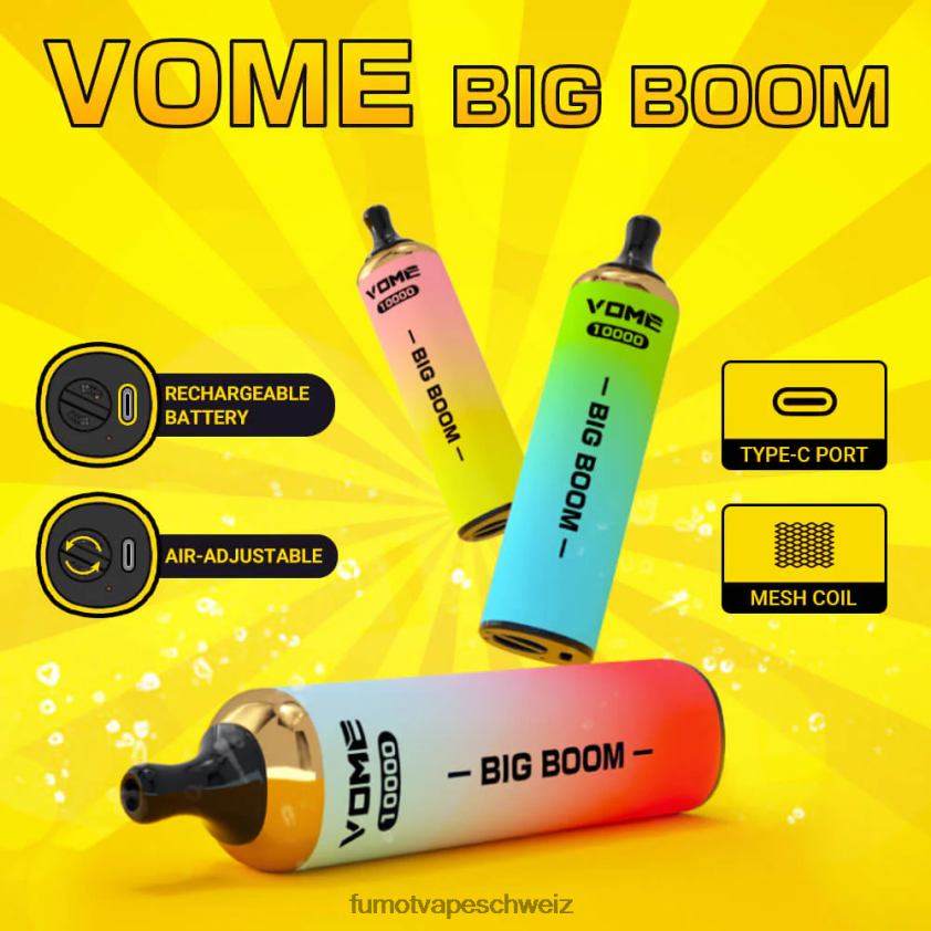 Fumot Vome Big Boom Einweg-Vape-Pen 10000 - 20 ml (1 Stück) X464JP447 | Fumot e Zigarette pinke Limonade